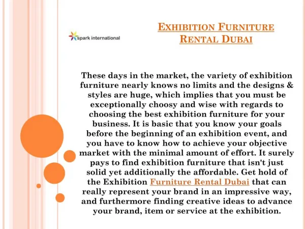 Exhibition Furniture Rental Dubai