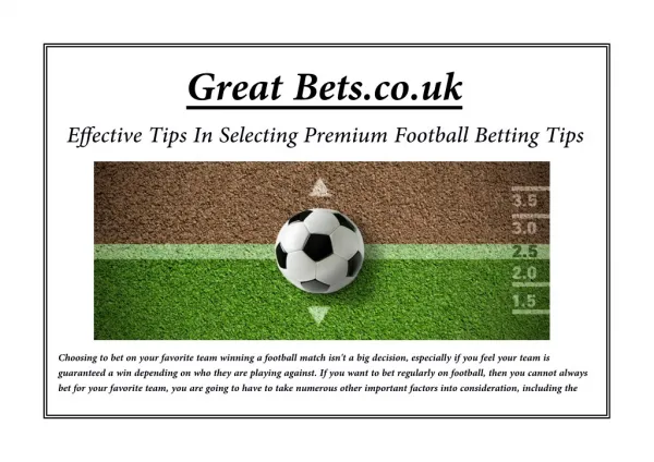 Effective Tips In Selecting Premium Football Betting Tips