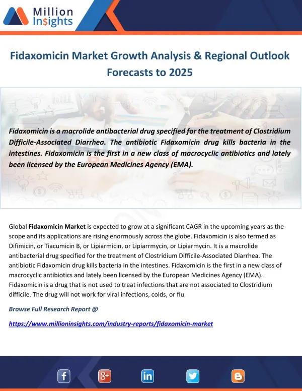 Fidaxomicin Market Growth Analysis & Regional Outlook Forecasts to 2025