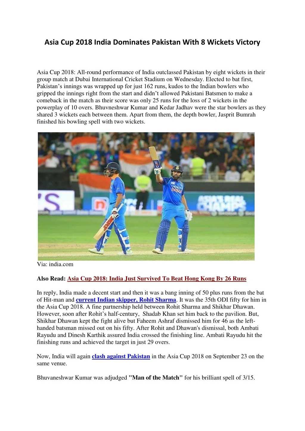 asia cup 2018 india dominates pakistan with