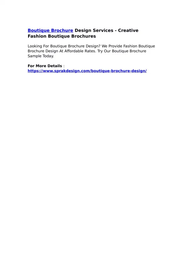 Boutique Brochure Design Services - Creative Fashion Boutique Brochures