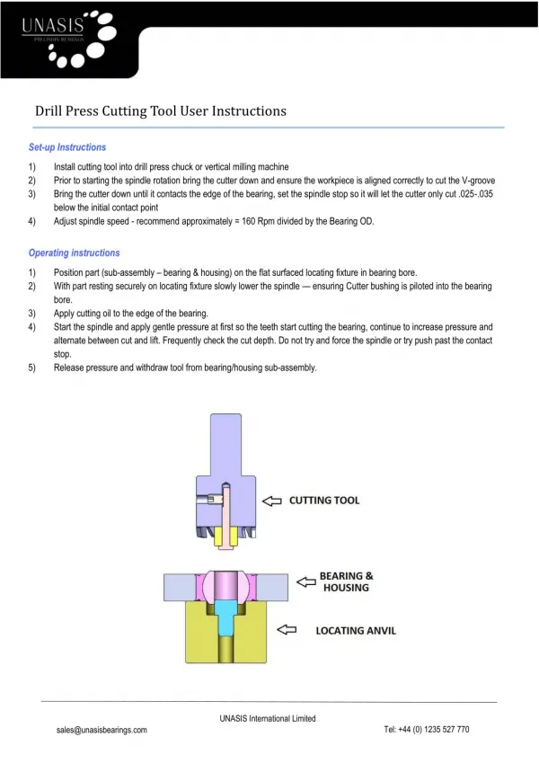 Drill Press Cutting Tool Operating Instructions
