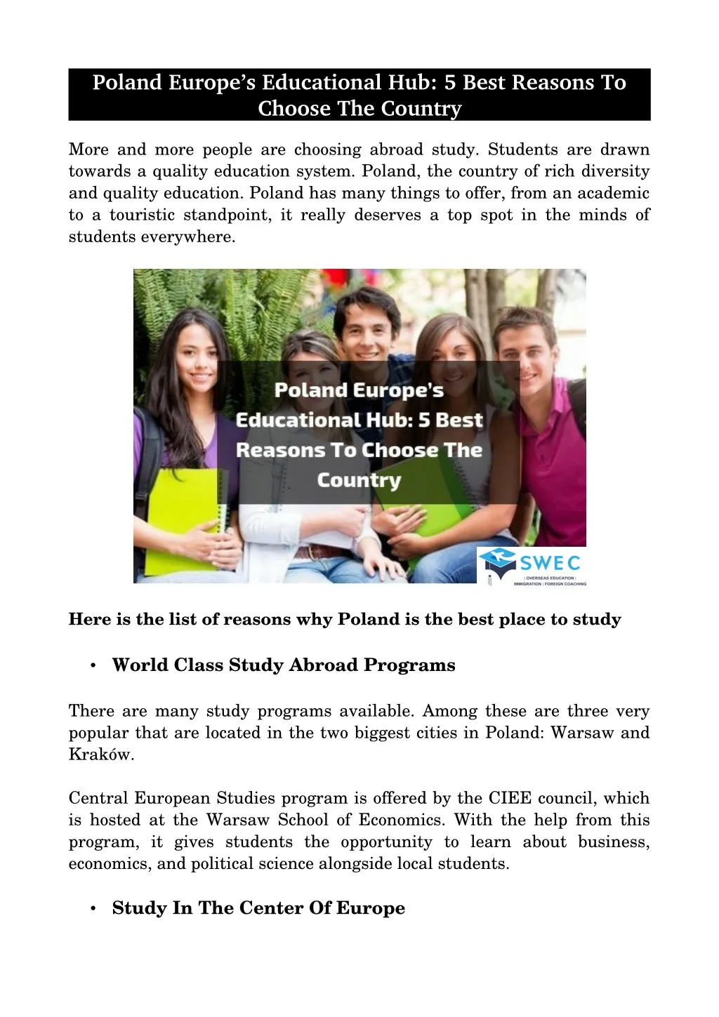 poland europe s educational hub 5 best reasons