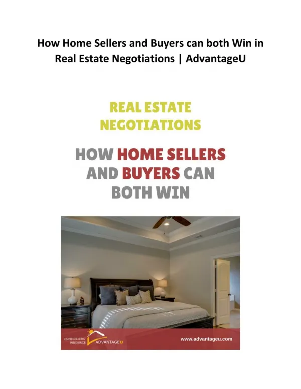 AdvantageU - Real Estate Negotiations - How Both Can Win