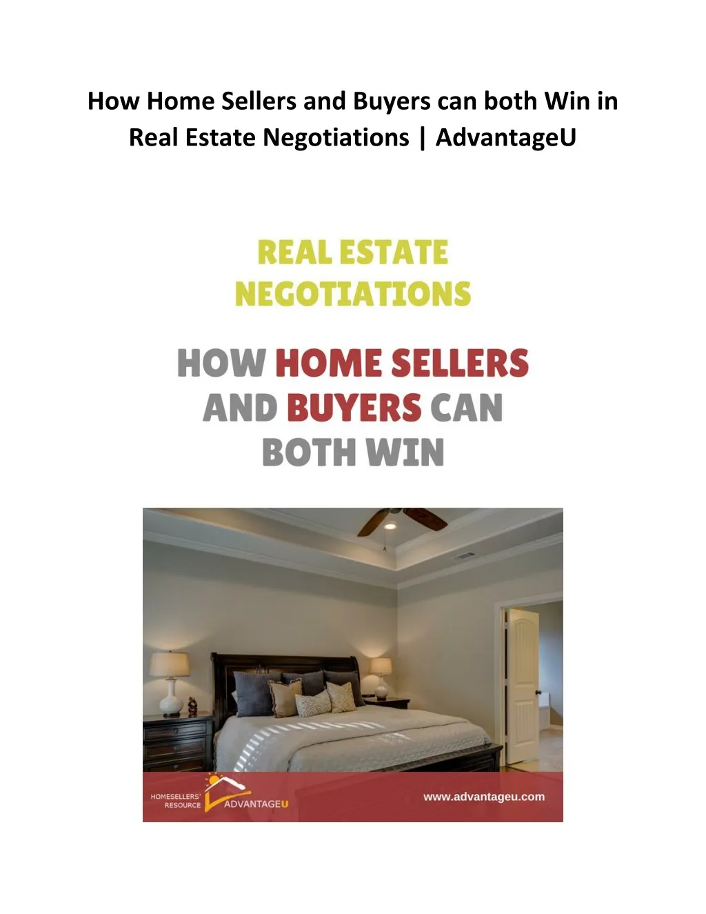 how home sellers and buyers can both win in real