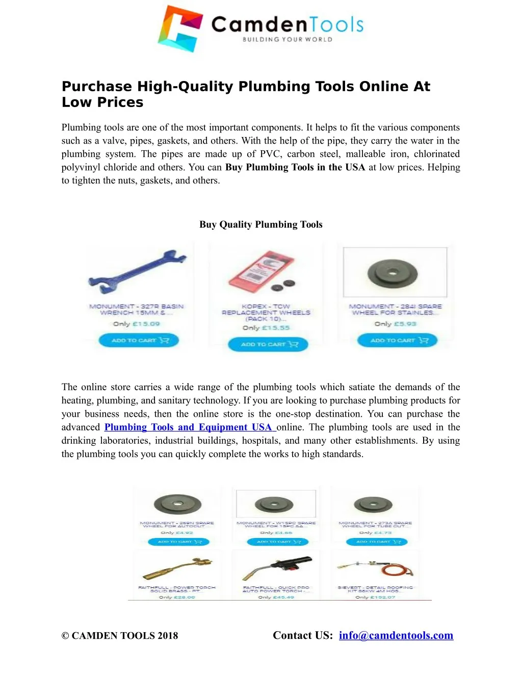 purchase high quality plumbing tools online