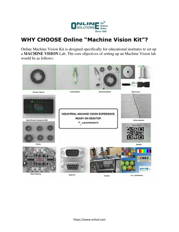 WHY CHOOSE Online “Machine Vision Kit”?