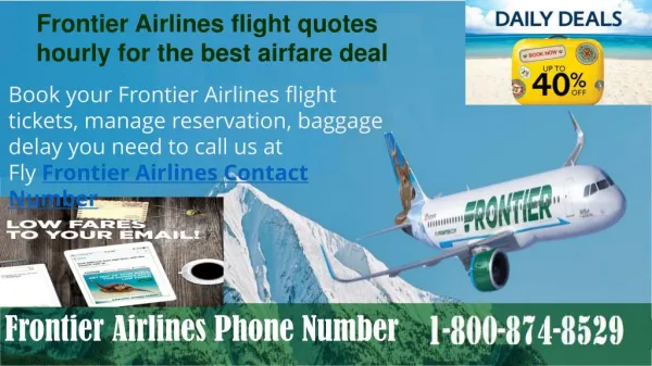 Get Cheap Flight Tickets to Frontier Airlines Number 1 800 874 8529