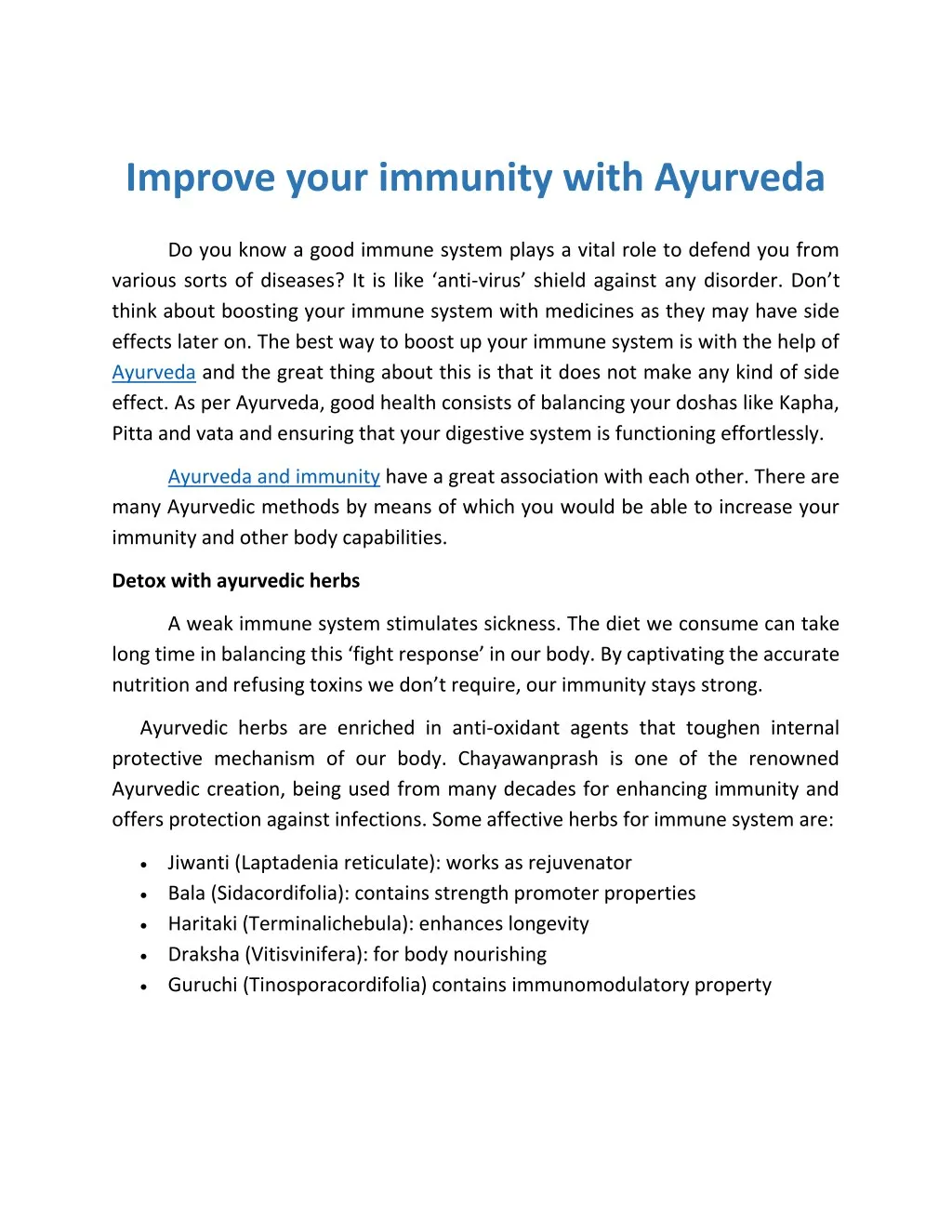 improve your immunity with ayurveda