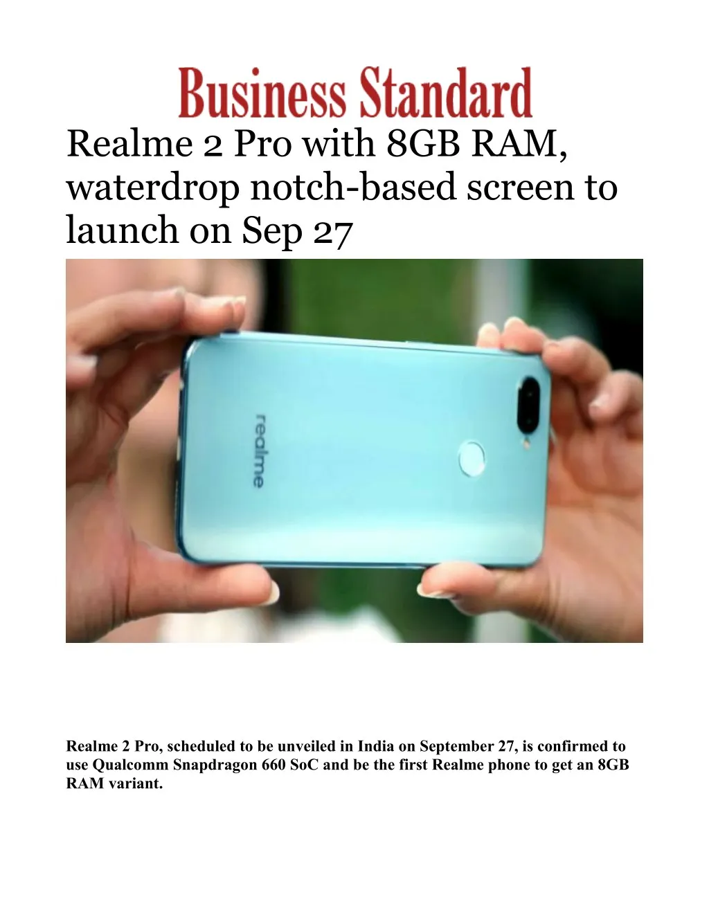 realme 2 pro with 8gb ram waterdrop notch based