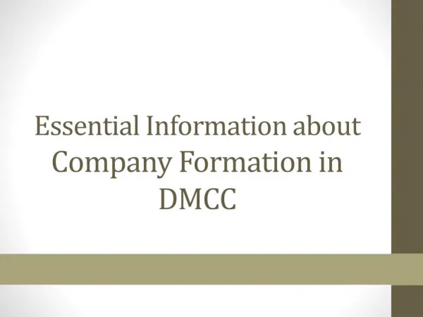 Essential Information about Company Formation in DMCC