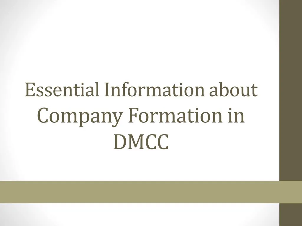 essential information about company formation in dmcc