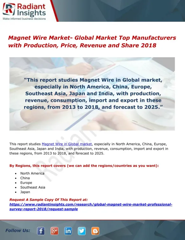 Magnet Wire Market- Global Market Top Manufacturers with Production, Price, Revenue and Share 2018