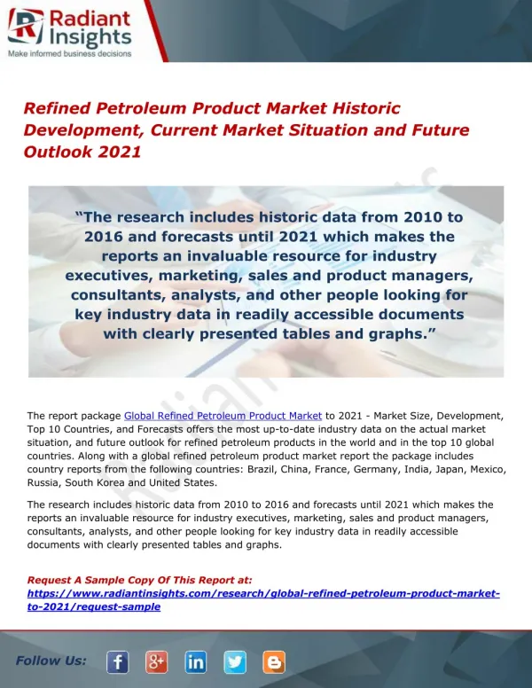 Refined Petroleum Product Market Historic Development, Current Market Situation and Future Outlook 2021