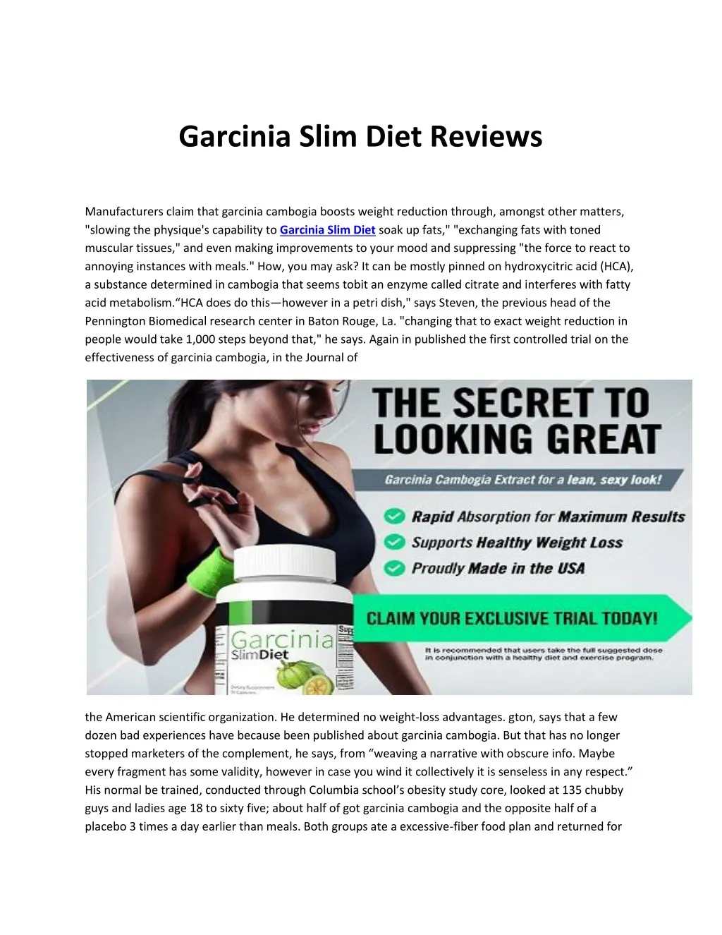 garcinia slim diet reviews