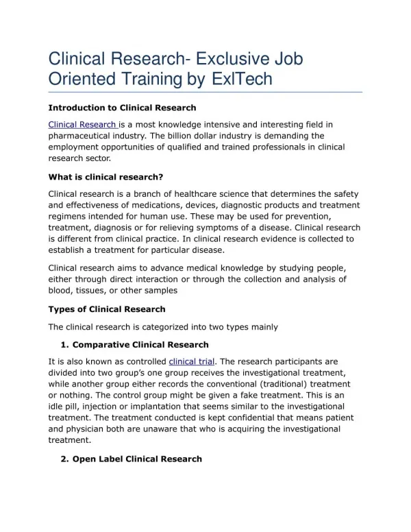 Clinical Trial -Exltech