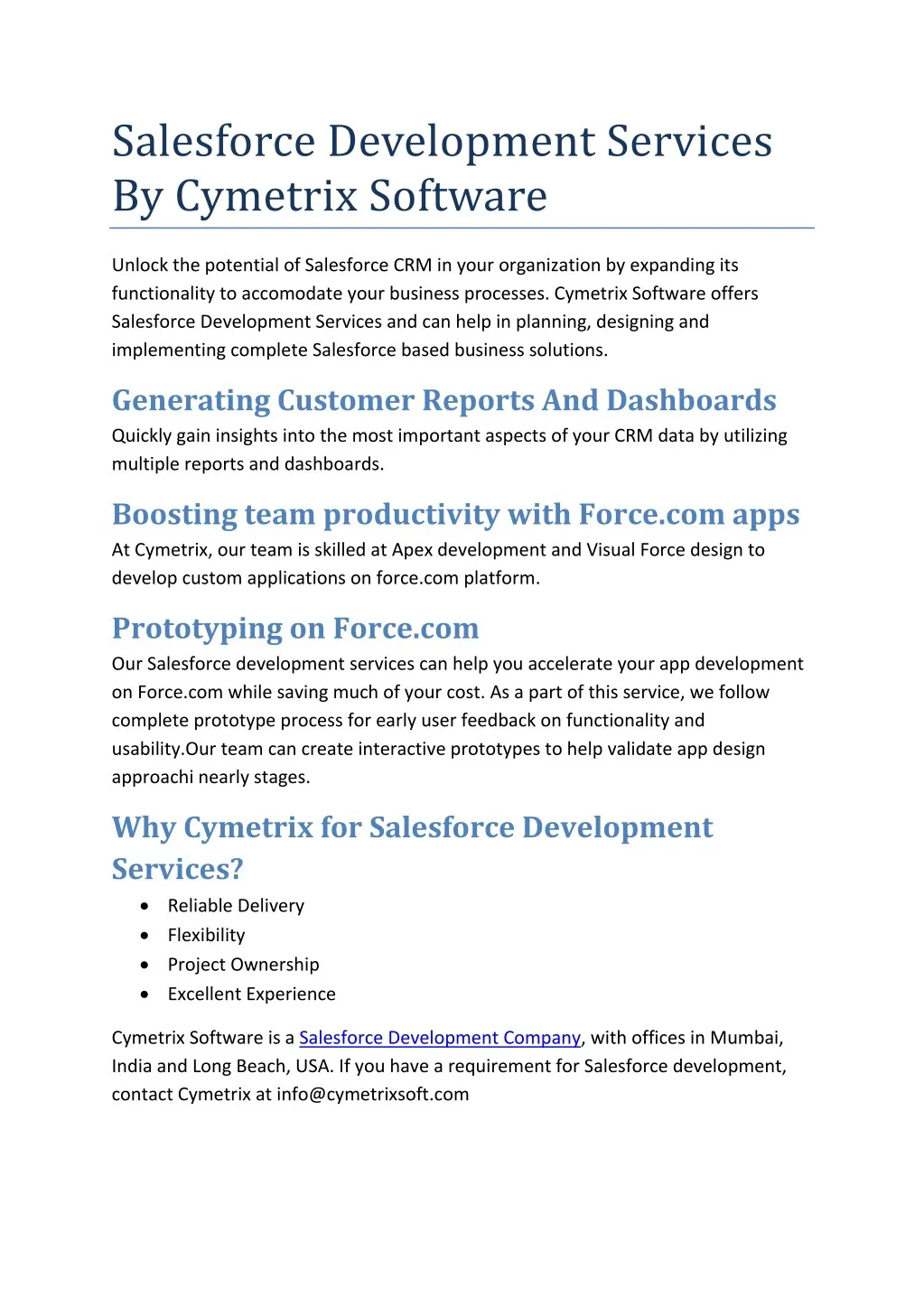 salesforce development services by cymetrix