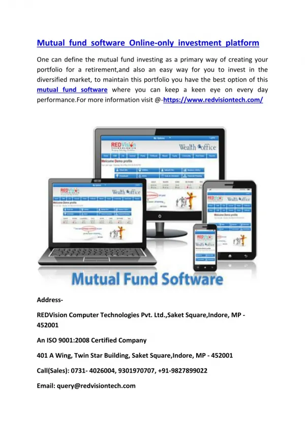 Mutual fund software Online-only investment platform