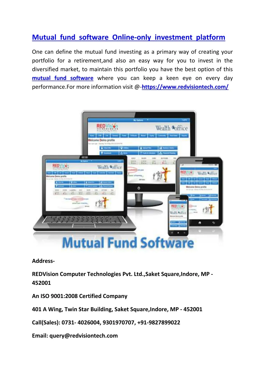 mutual fund software online only investment
