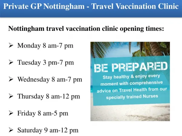 Private GP Nottingham - Travel Vaccination Clinic