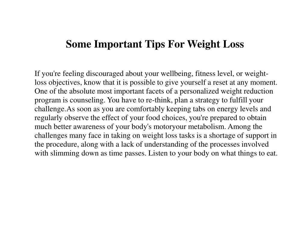 some important tips for weight loss