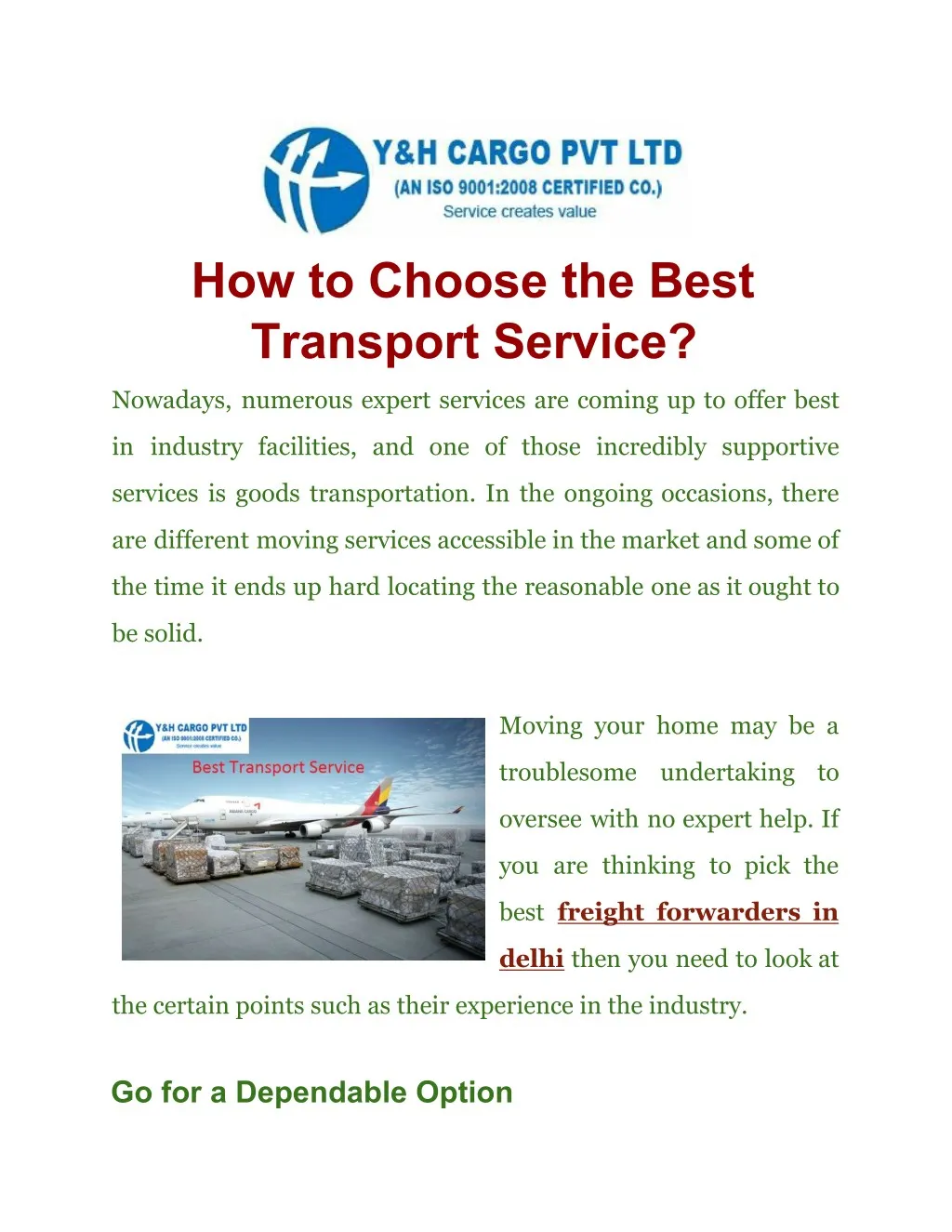 how to choose the best transport service