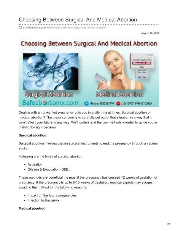 Choose between Surgical & Medical Abortion