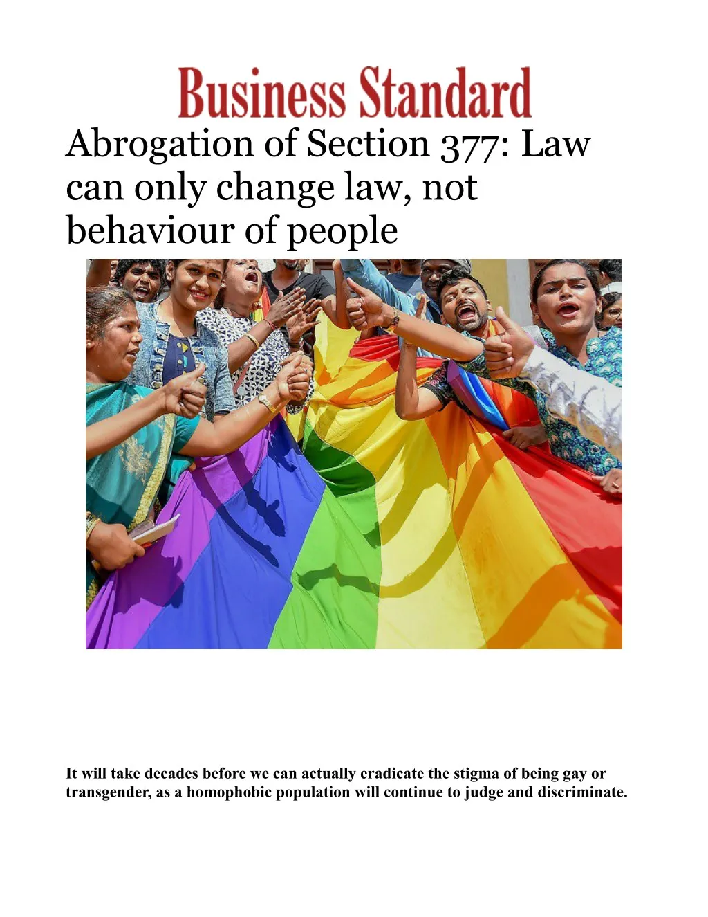 abrogation of section 377 law can only change