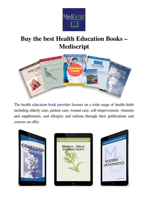 Buy the best Health Education Books - Mediscript