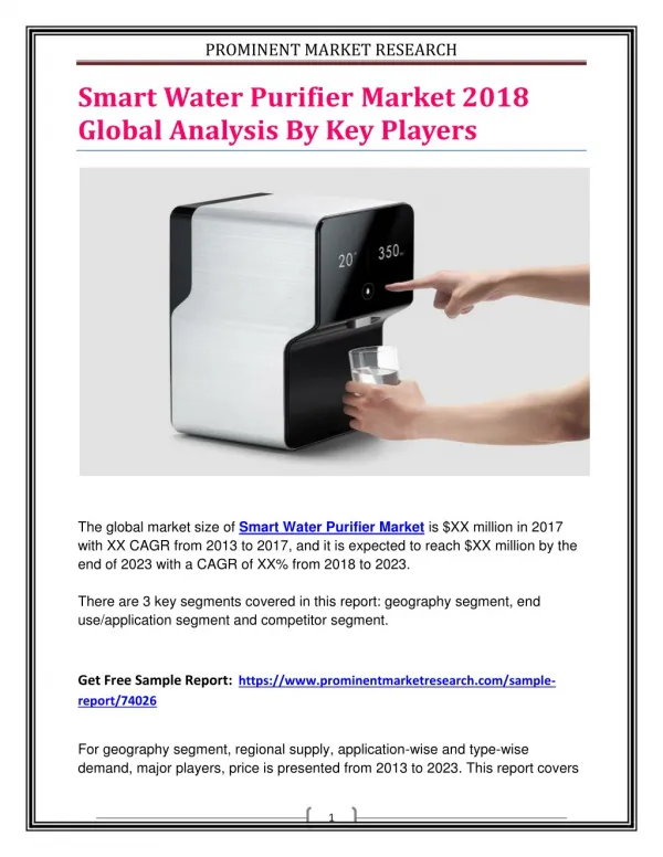Smart Water Purifier Market 2018 Global Analysis By Key Players