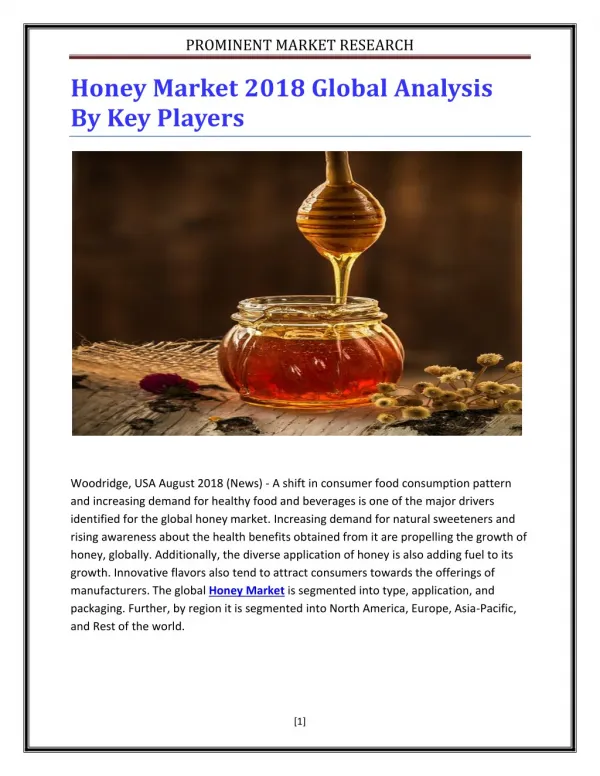 Honey Market 2018 Global Analysis By Key Players