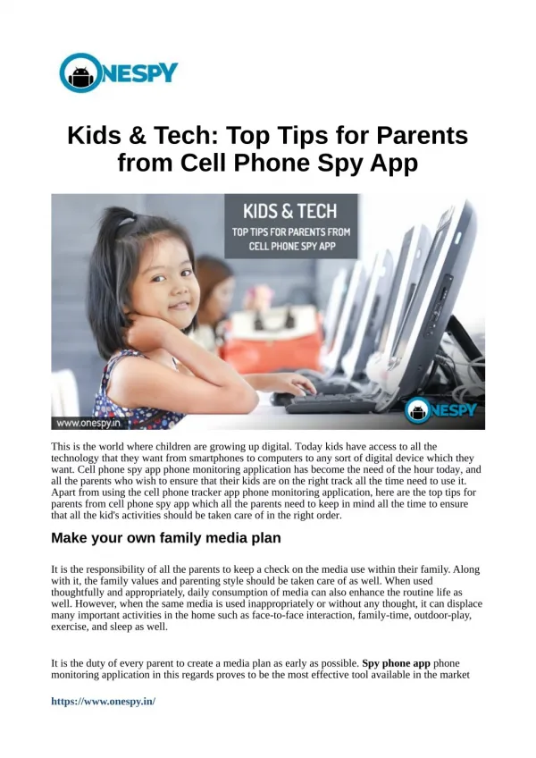 Kids & Tech: Top Tips for Parents from Cell Phone Spy App