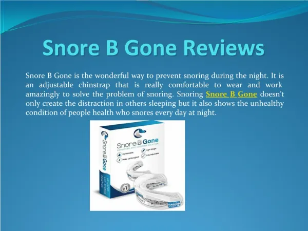 Quick and Easy Fix For Your Snore B Gone