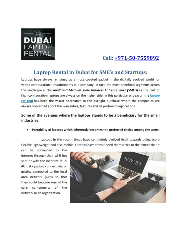 Laptop Rental in Dubai for SME's and Startups