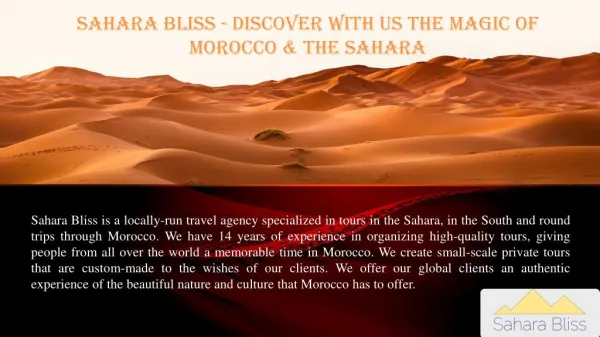 Sahara Bliss - Discover with us the magic of Morocco & the Sahara