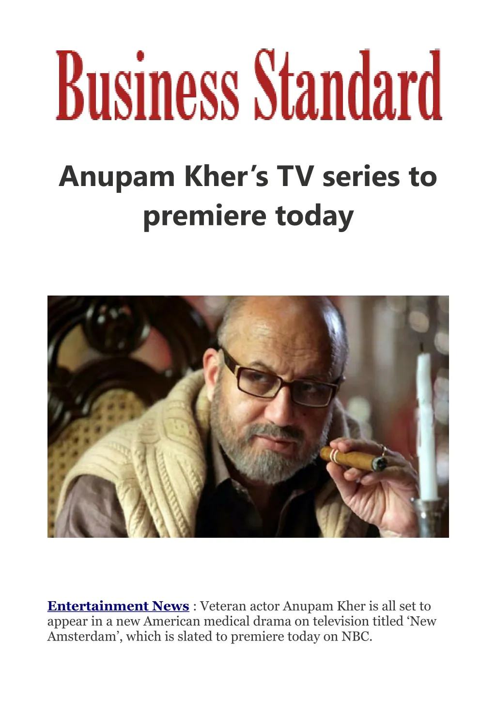 anupam kher s tv series to premiere today