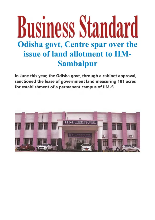 Odisha govt, Centre spar over the issue of land allotment to IIM-Sambalpur