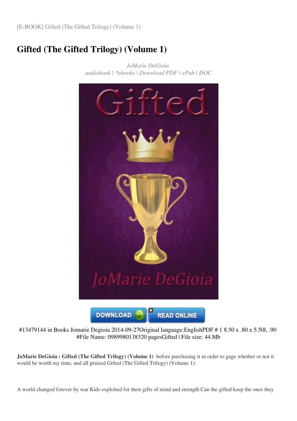 e book gifted the gifted trilogy volume 1
