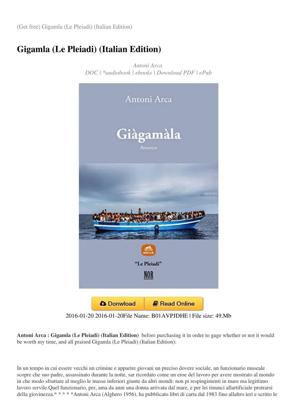 get free gigamla le pleiadi italian edition