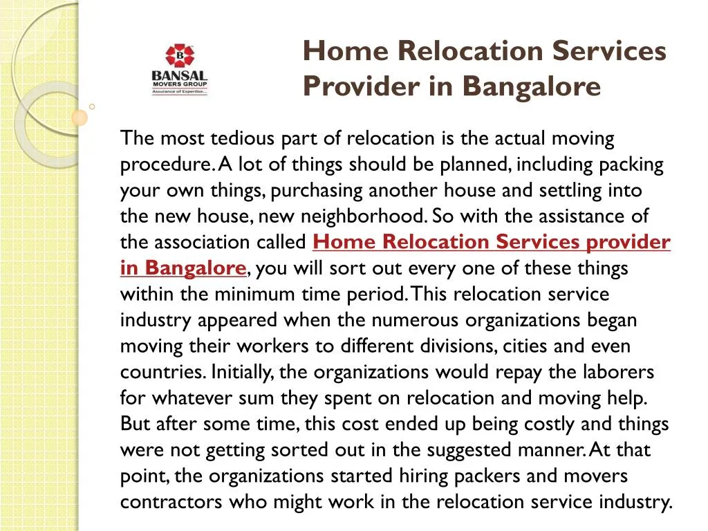 home relocation services provider in bangalore