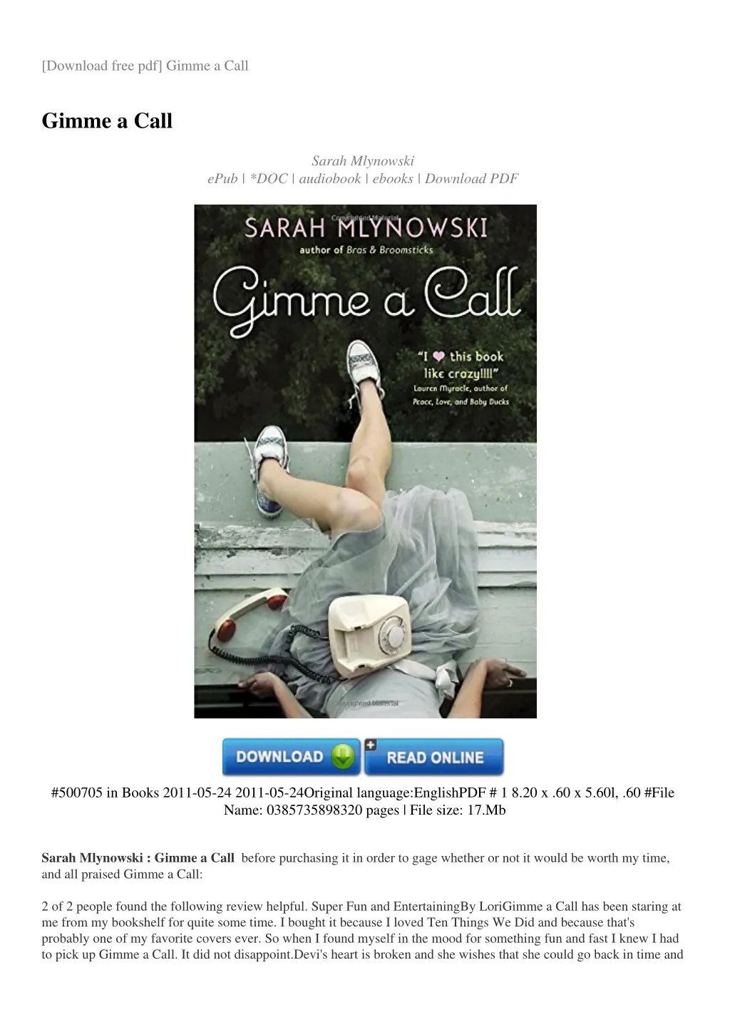 download free pdf gimme a call