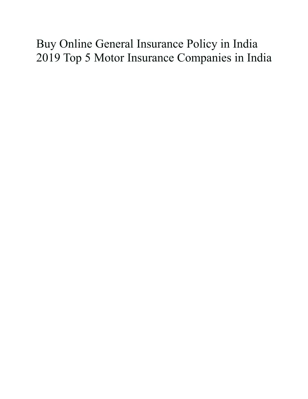 buy online general insurance policy in india 2019