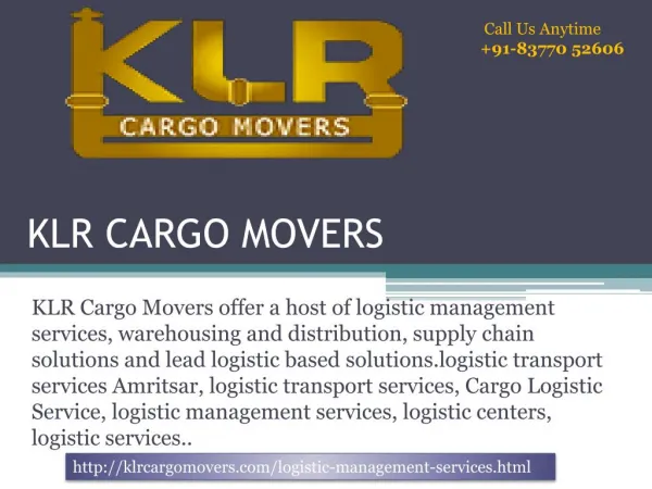 KLR Cargo Movers - Logistic transport services Amritsar, logistic transport services