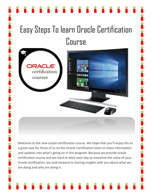 Easy Steps To learn Oracle Certification Course