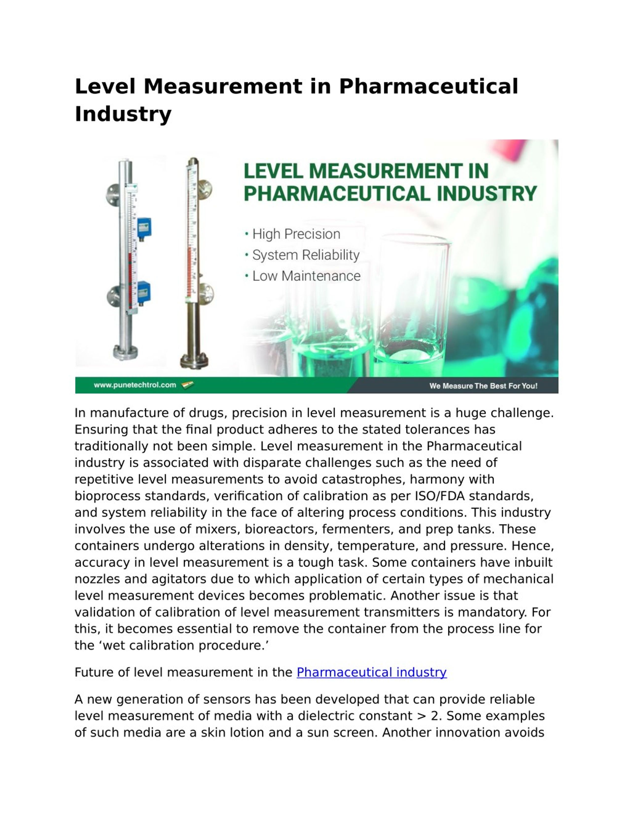 PPT - Level Measurement in Pharmaceutical Industry PowerPoint ...