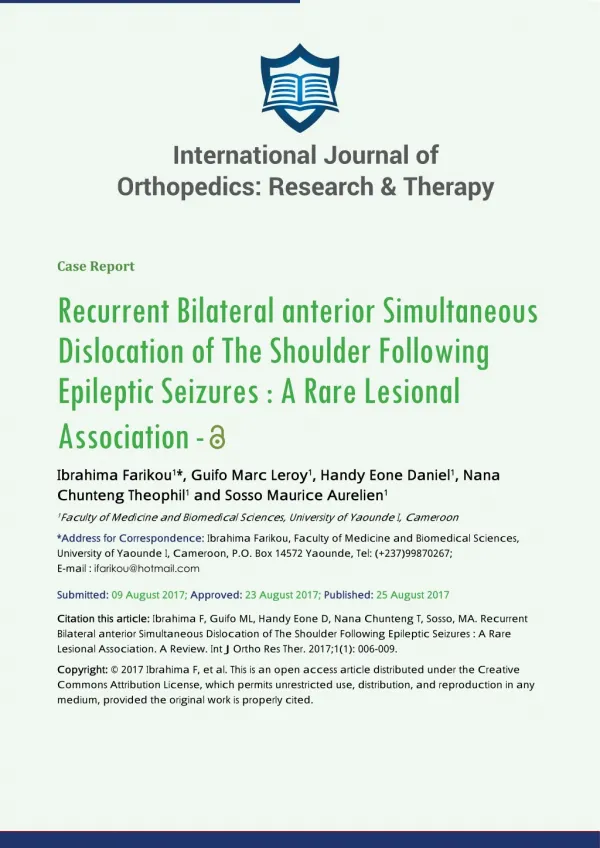 International Journal of Orthopedics: Research & Therapy