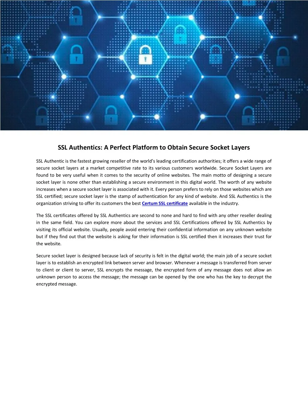 ssl authentics a perfect platform to obtain
