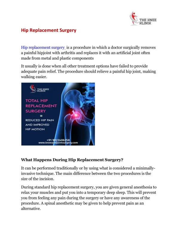 What is Hip replacement surgery |Knee Replacement |Sport injury | Orthopedic Surgeon