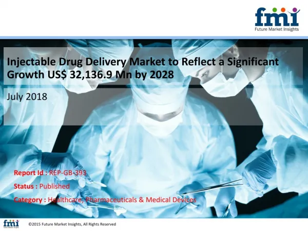Injectable Drug Delivery Market is Anticipated to Raise at a CAGR of 10.9% by 2028