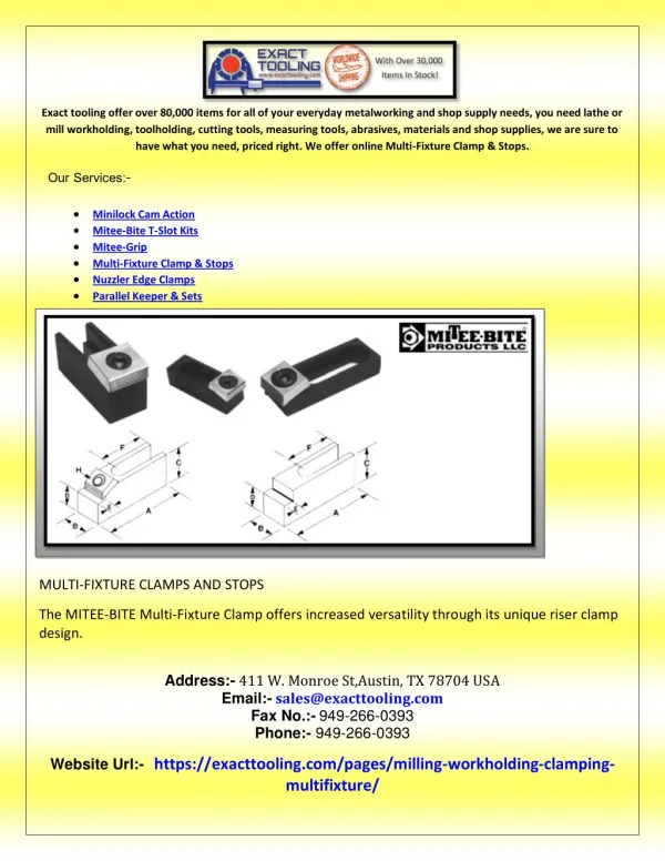 Multi-Fixture Clamp & Stops